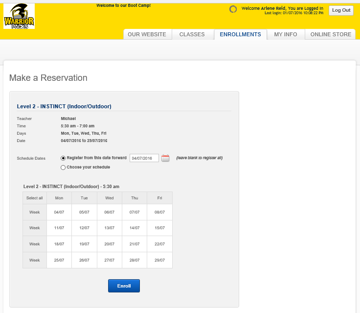 Instinct Fitness Registration