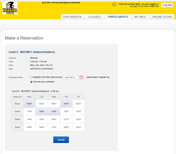 Instinct Fitness Registration